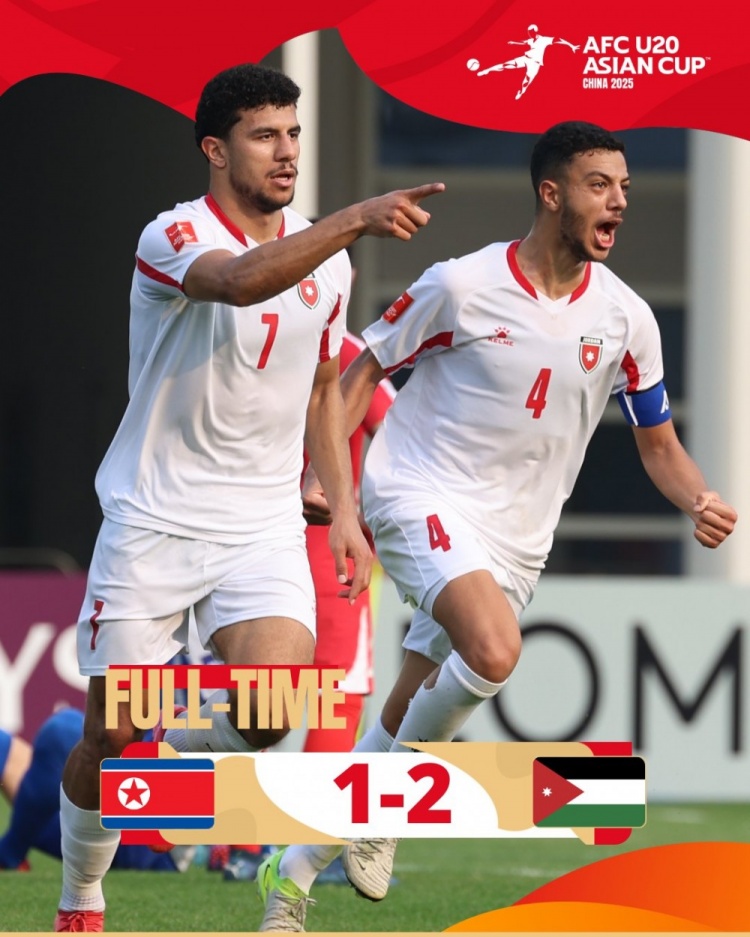  U20亞洲杯B組：朝鮮1-2不敵約旦，兩輪1分暫列B組末尾