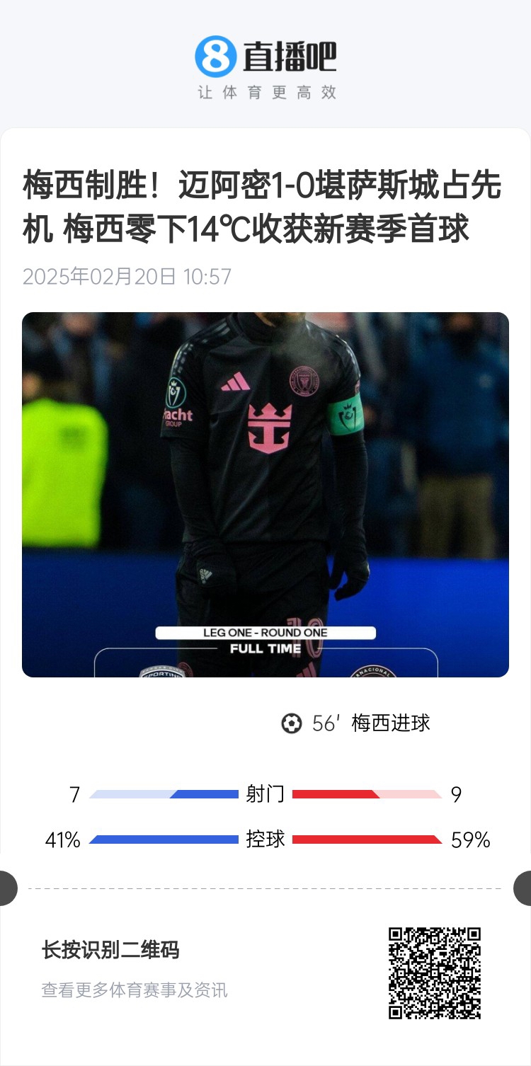  冰火兩重！梅西上一場-14℃進(jìn)球，本場美職聯(lián)21°C