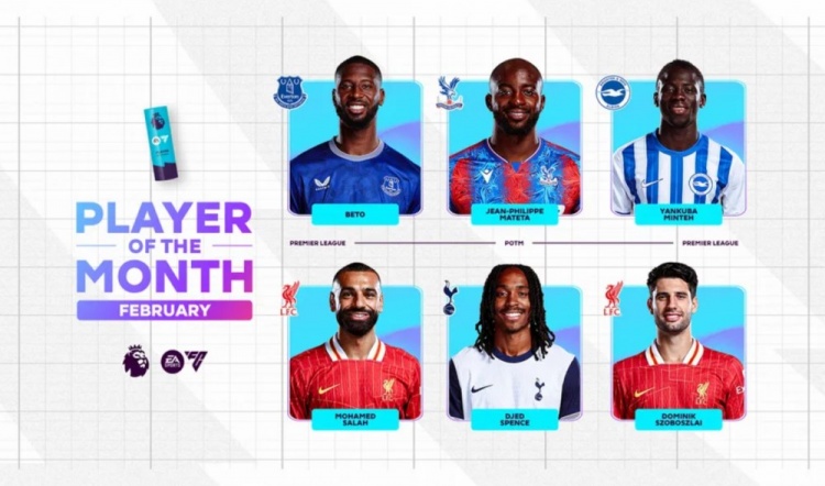  英超2月最佳候選：貝托、馬特塔、明特、薩拉赫、斯賓塞、索博