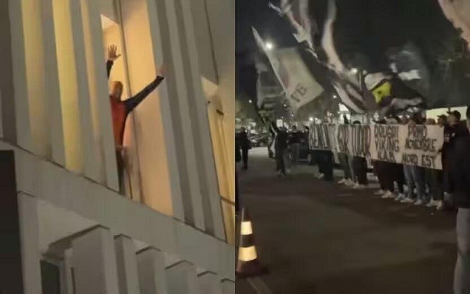  都體：尤文球迷來到酒店外支持新主帥，圖多爾向球迷們揮手致意
